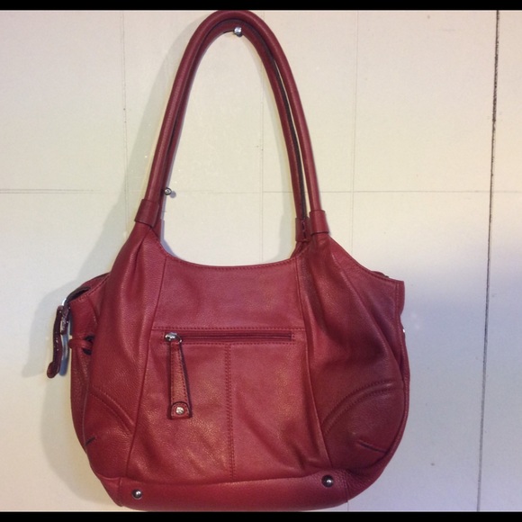 Leather Isaac Mizrahi Red Shoulder Bag - Picture 2 of 14
